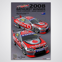 2008 Bathurst Winner Craig Lowndes &amp; Jamie Whincup 888 Ford BF Falcon Limited Edition Print
